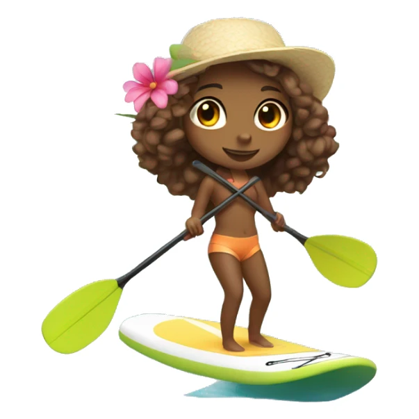 cute paddle boarding girl, with flower in her hair sticker