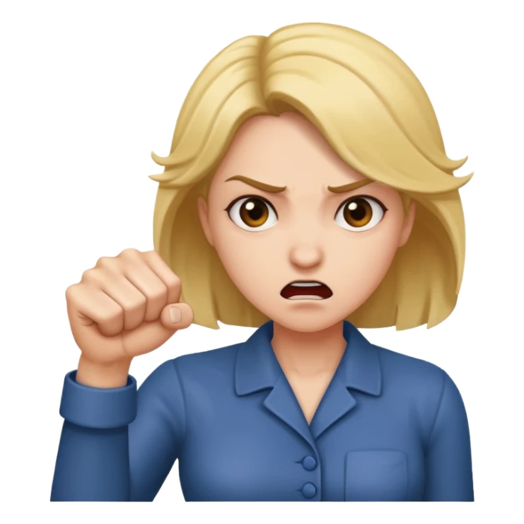 Mad woman showing her fist towards me  sticker