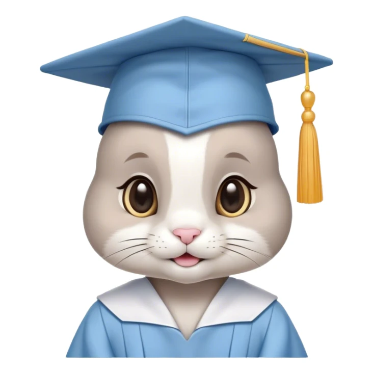 BUNNY in LIGHT BLUE graduation uniform graduation cap sticker