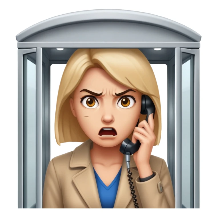 Telephone booth with angry woman inside sticker