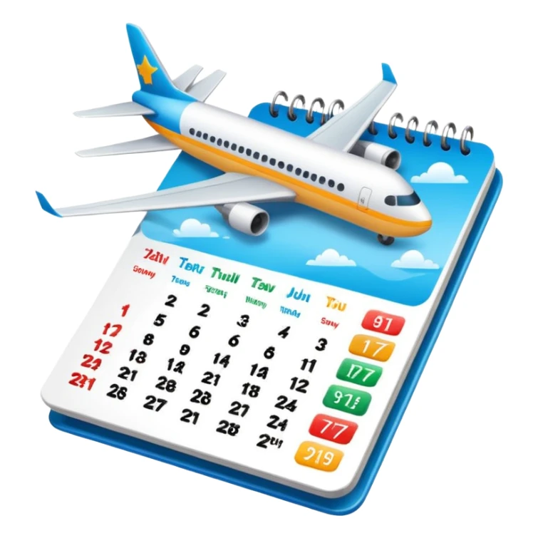 travel itinerary with airplane and calendar, no text or letters sticker
