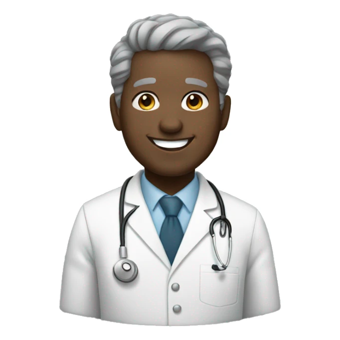 Black doctor with short gray hair smiling. sticker