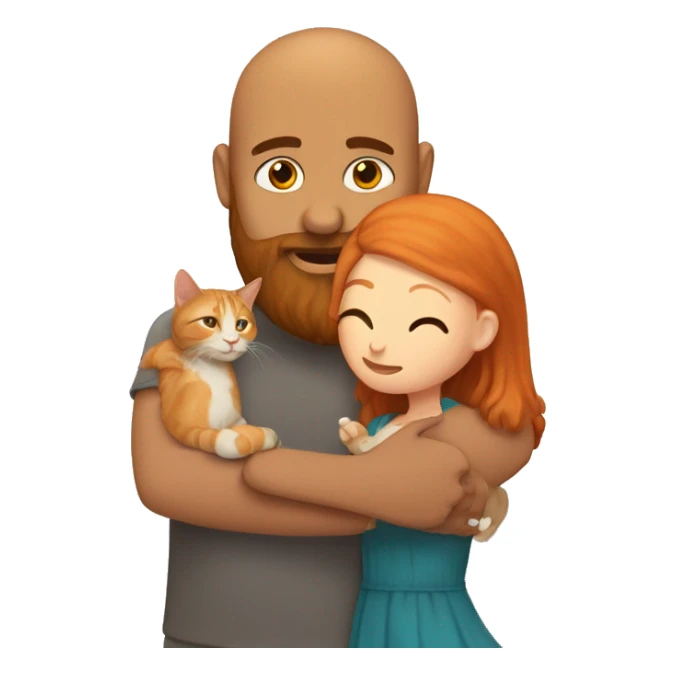 Indian Beard guy with bald head hugging a ginger hair Croatian girl with cat  sticker