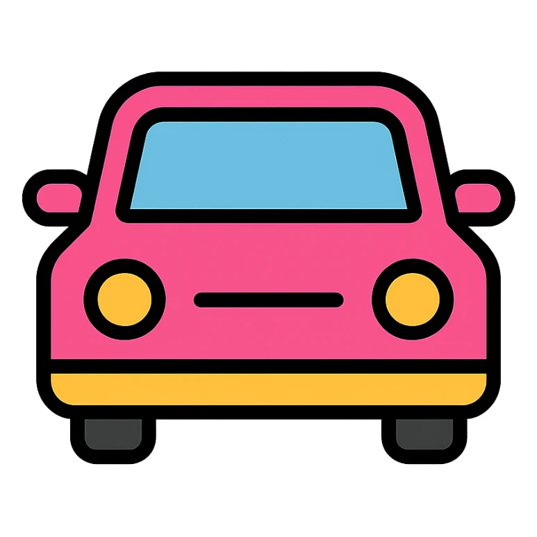 pink car icon with color outline sticker