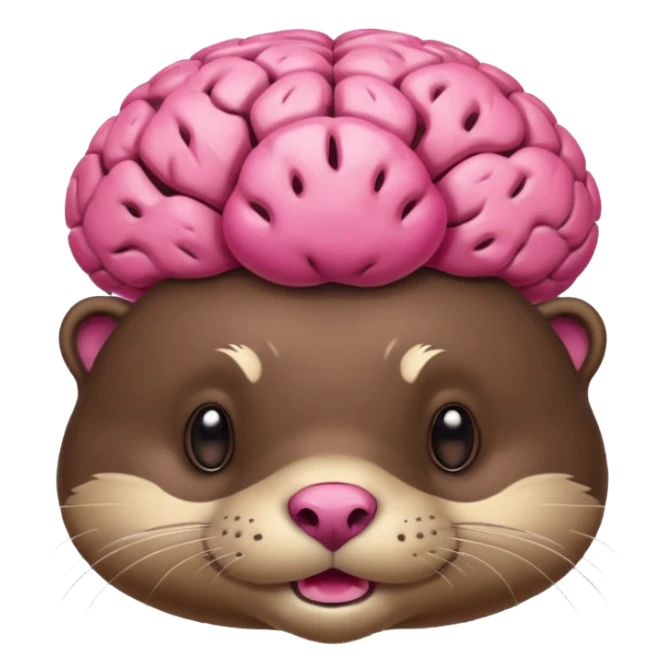 generate an otter with a very big  pink brain going out of the head sticker
