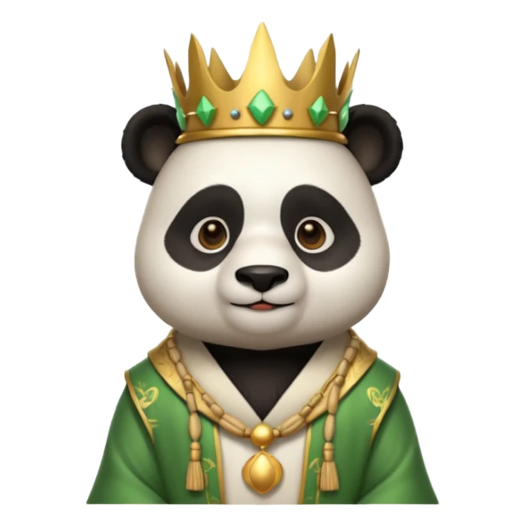 panda king portrait, head and shoulders only, bamboo-themed crown, royal robe collar, calm wise expression, cute fantasy style, 3D cartoon, mobile game icon style, clean background, no text, no watermark
 sticker