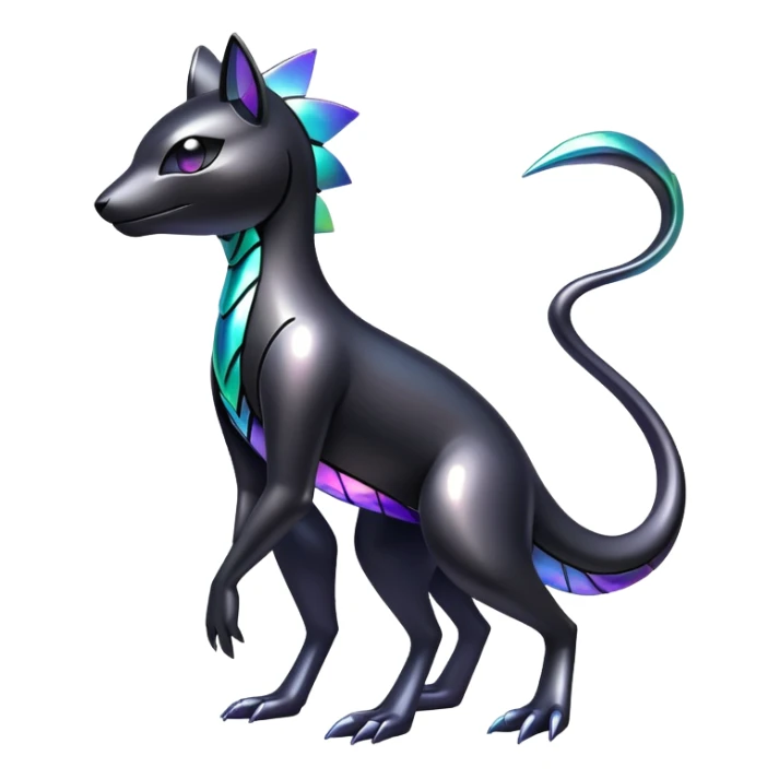 Modern futuristic Iridescent black dark fakemon-creature sticker