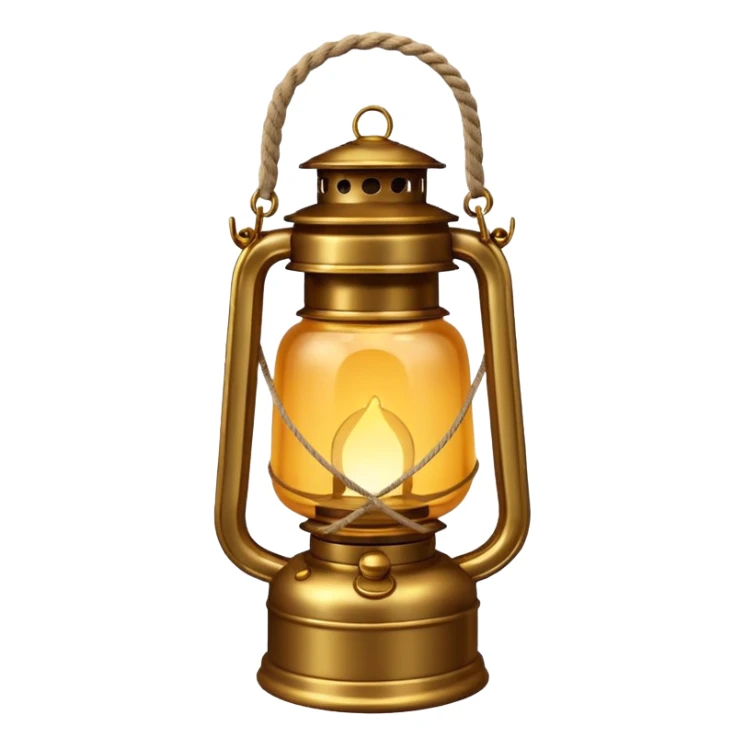 Lantern

New look:

Brass or iron base (#695C48) instead of pure gold.

Light glow: soft amber (#FFD88A) with slight haze effect.

Replace glass reflection with matte finish.

Optional rope handle wrapping. sticker