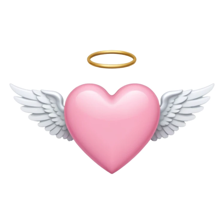 pink heart with big white angel wings centered sticker