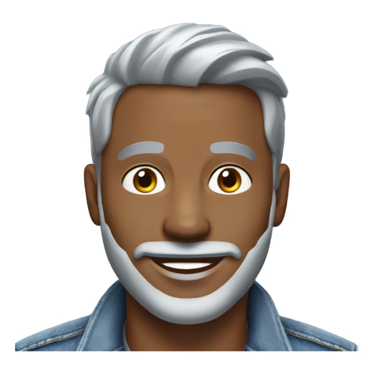 smiling man in denim jacket, silver fox, masculine looks, silver short goatee beard sticker