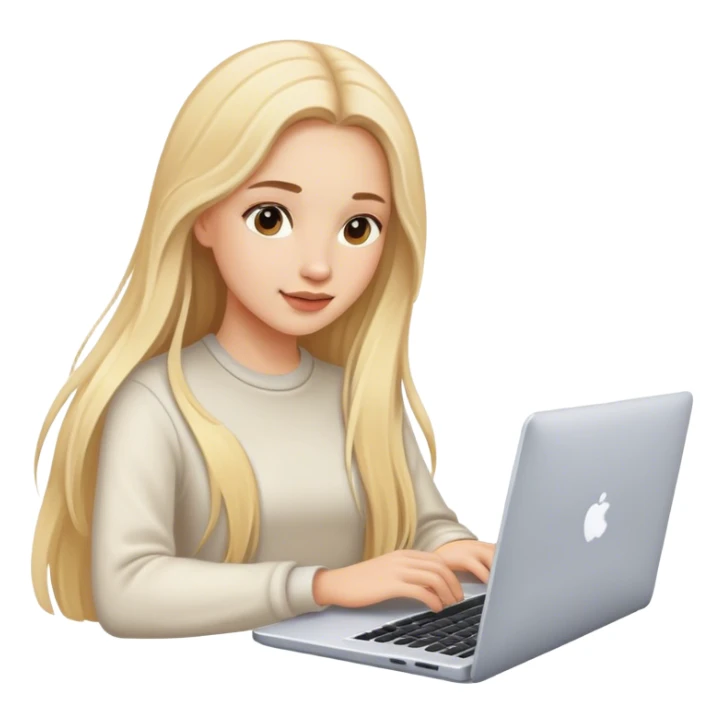 beautiful girl, with long blond hair, with laptop sticker