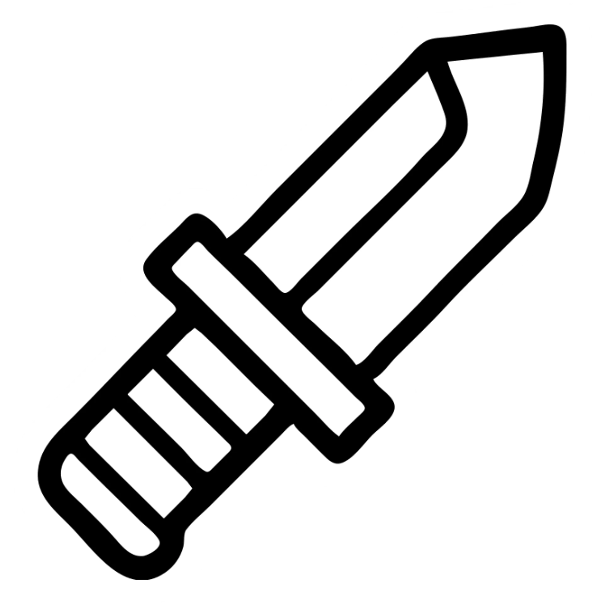 3D stylized knife icon, silver blade, elegant handle, black outline, bright red blood details, beautiful and impactful appearance sticker