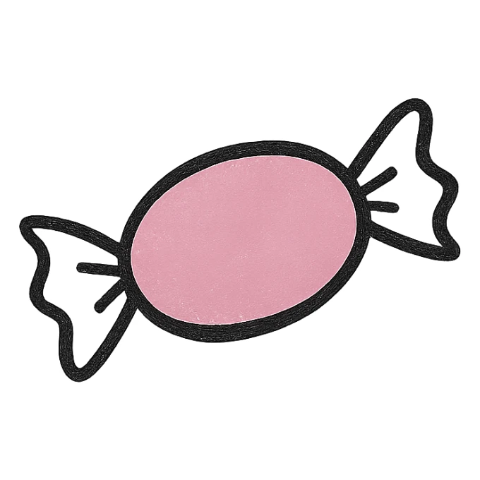 hand drawn outlined icon of a pink object, no fill sticker