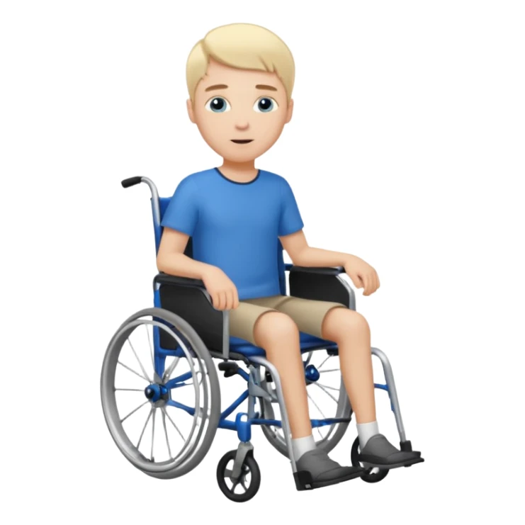 Slim White man in wheelchair with short blond hair and blue eyes sticker