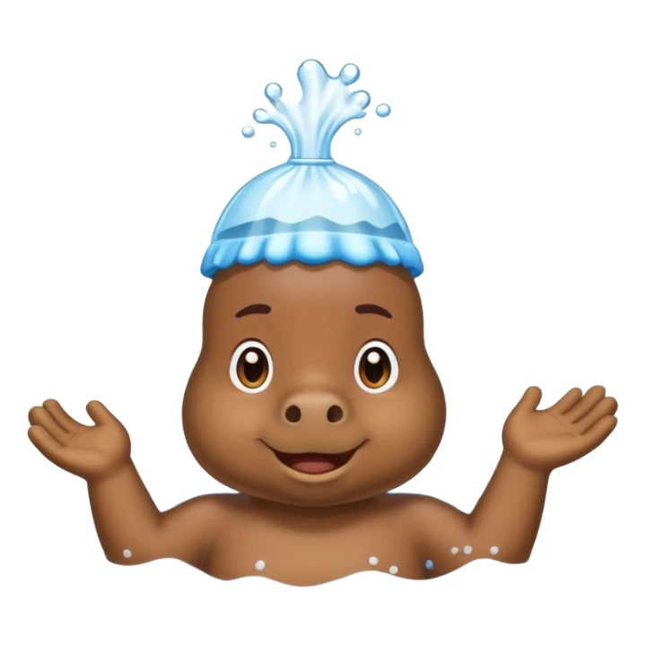 Hippoo who have shampoo on head and he is in water sticker