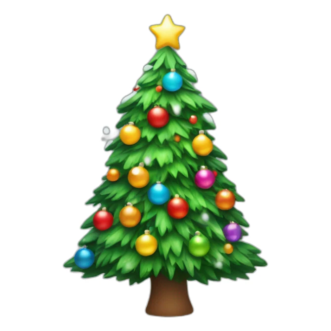 Christmas tree with colorful garland and some snow on the top sticker