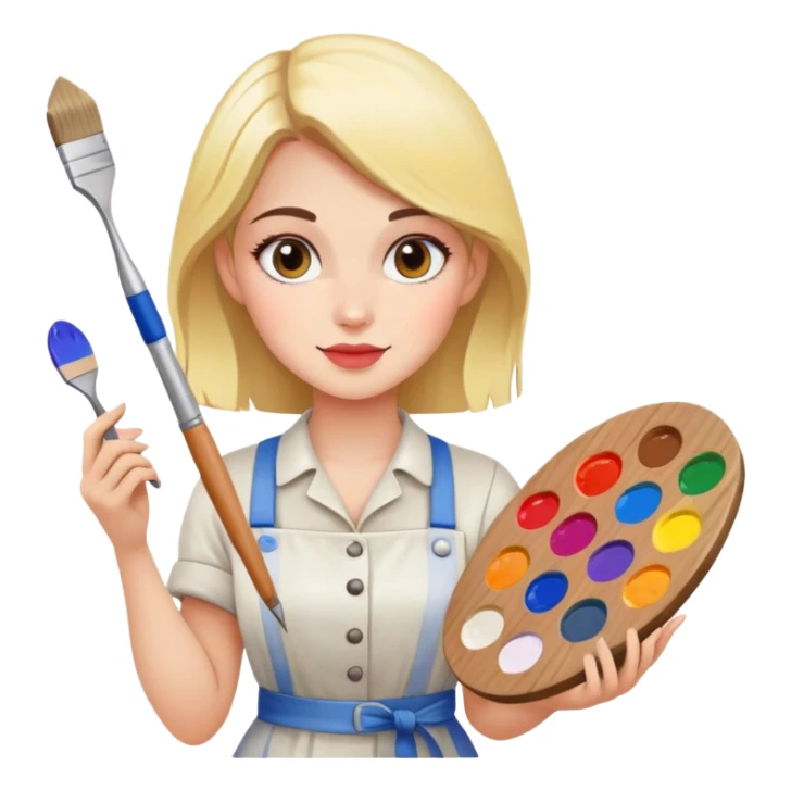Female painter artist with palette sticker