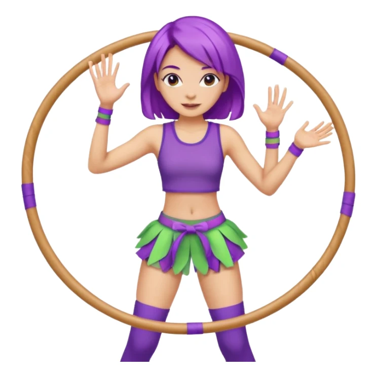purple haired light skinned woman hula hooping sticker