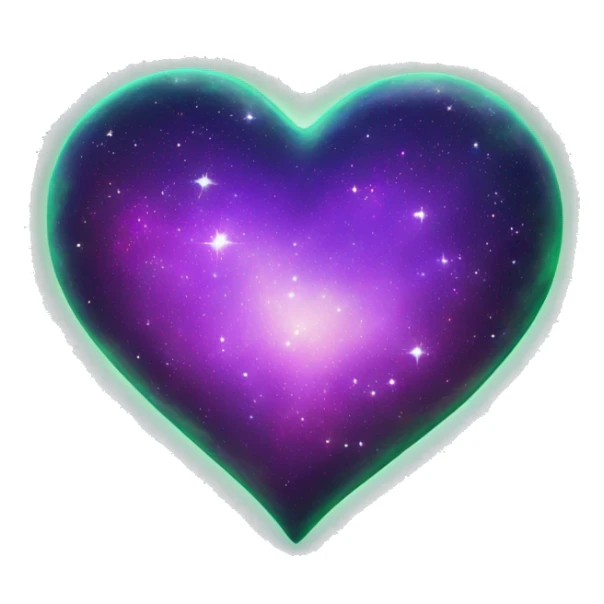 green and purple galaxy heart sticker