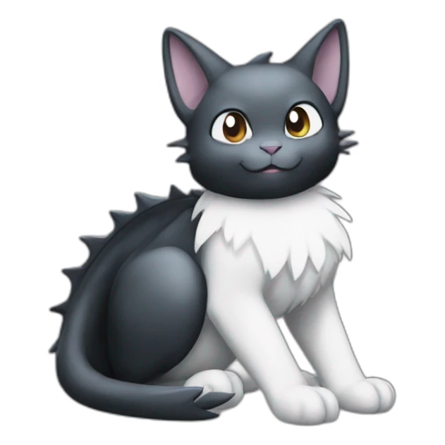 Sitting-Black-and-White-cat-dragon-type-pokemon sticker