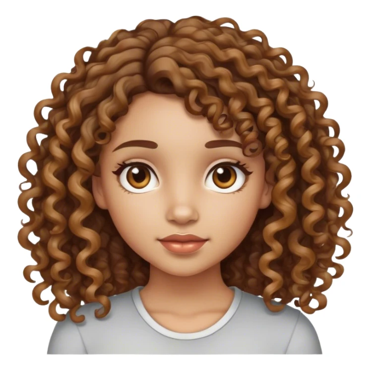 Light skin girl with curly brown hair with highlights sticker