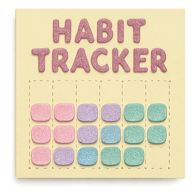 soft pastel gentle habit tracker grid with delicate dotted lines with a pastel yellow background sticker