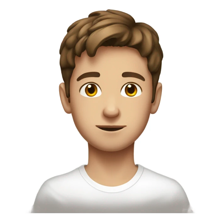 brown haired boy portrait with white t shirt  sticker