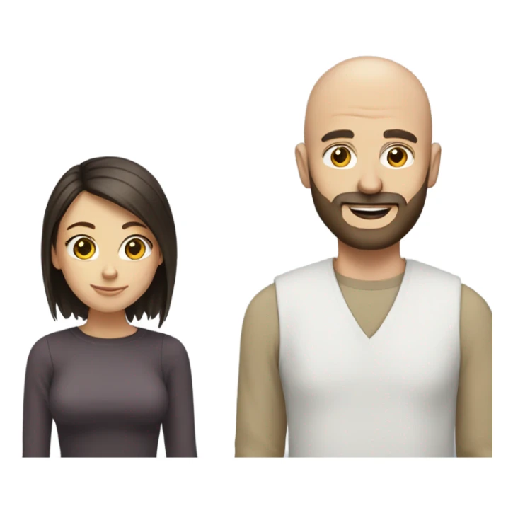 Bald man with beard and brunette girl  sticker