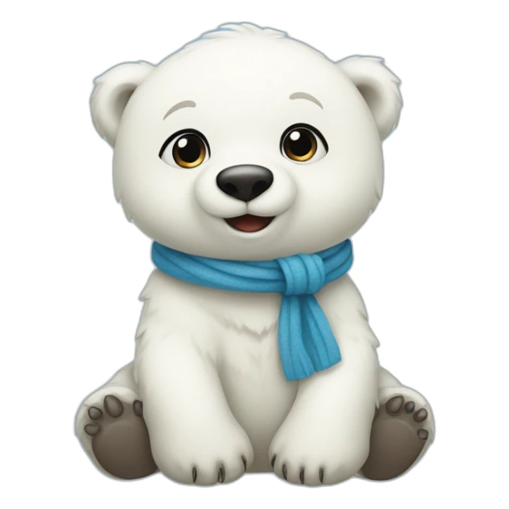 Baby polar bear with a blue scaft sticker