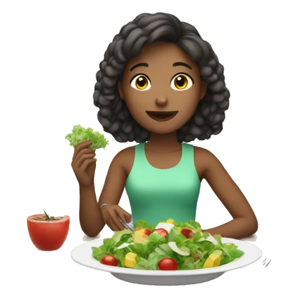 Girl eating salad on a table sticker