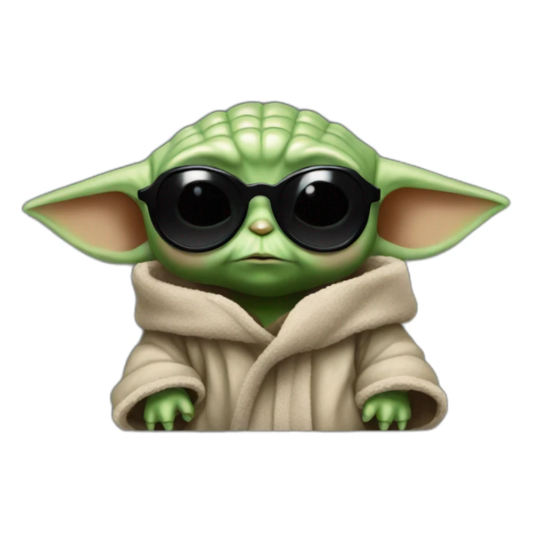 Baby yoda with black sunglasses sticker