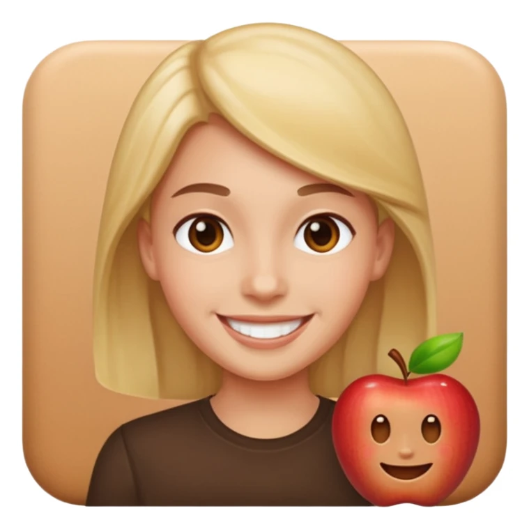 portrait of a person inspired by the reference image, smiling expression, simple background, apple emoji style sticker