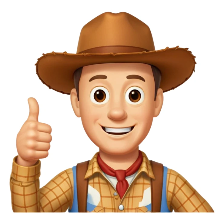 Tom hanks as woody with thumbs up sticker