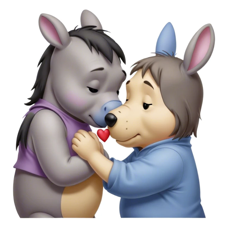 Pooh kissing eeyore sticker