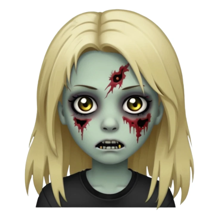 girl zombie with long dark blonde hair black eyes emo sticker
