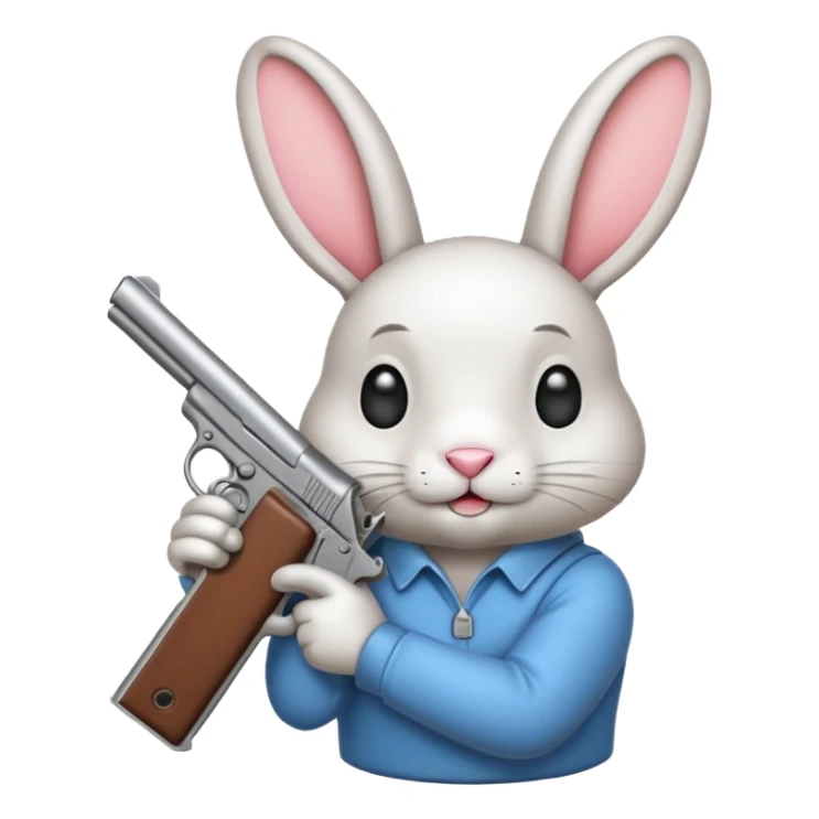 Crea un emoji de un conejo enojado con una arma sticker