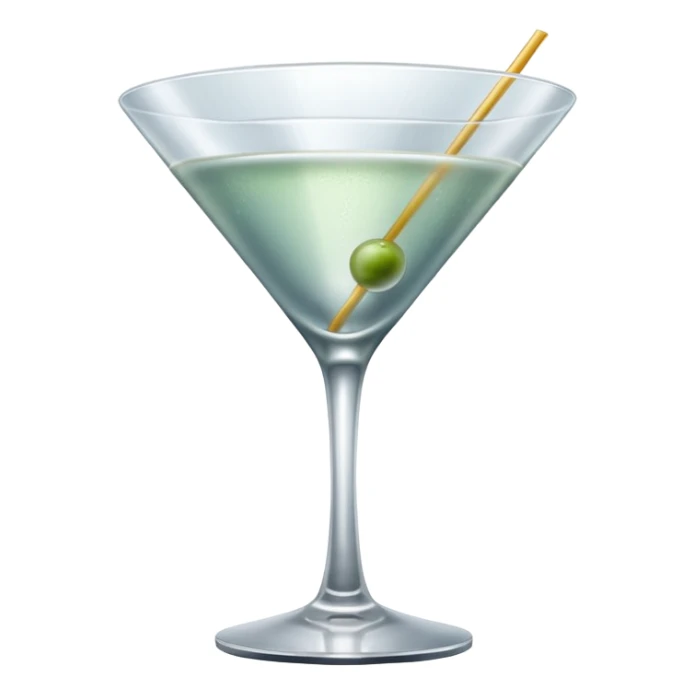 Muted aesthetic, clean and minimal composition, elegant martini glass with a clear drink, subtle condensation, soft natural lighting, smooth matte textures, modern masculine design, minimal background, calm and refined mood, cinematic soft shadows, high resolution sticker