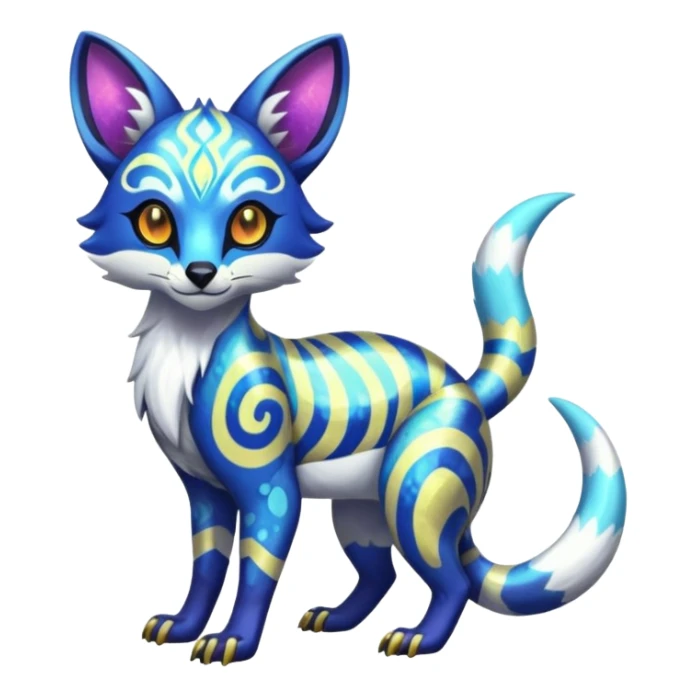 Shiny Exotic Colorful Patterned Esoteric Cool Genet-Absol-Zeraora-Primagen-fusion-creature  sticker