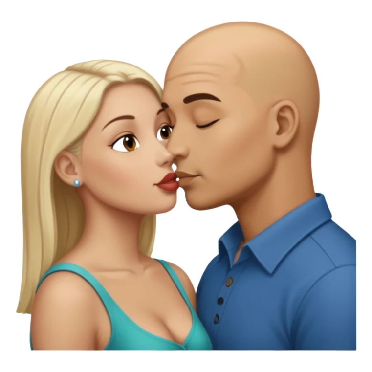 Bald Hispanic man kissing white dark blonde woman sticker