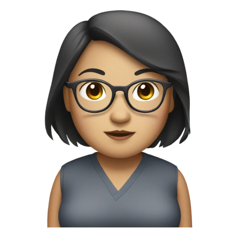 Fat Asian girl glasses sticker