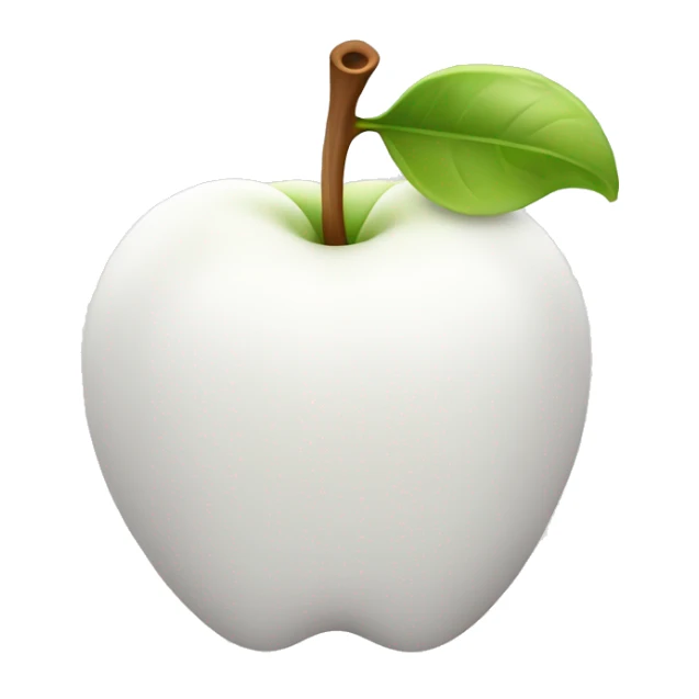White apple emoji 🍏: classic apple shape, white color, minimal shading for 3D effect. sticker