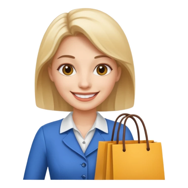 preciso de um amoji de vendedora com sacolas na mão sticker