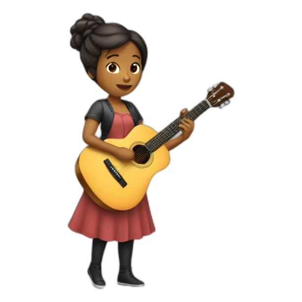 femme  métissé qui fait de la guitare sticker