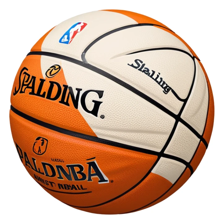 minimalist black Spalding basketball with simple NBA logo, few colorful lines, clean design sticker