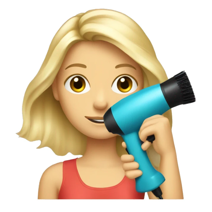 blonde girl holding a blow dryer and brush sticker
