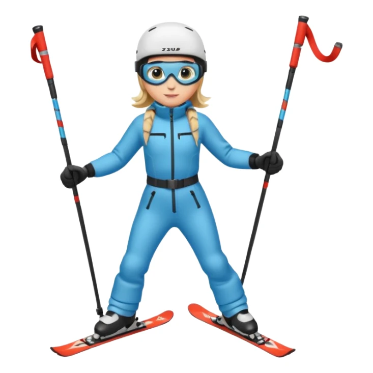 skier with poles full body on the snow sticker