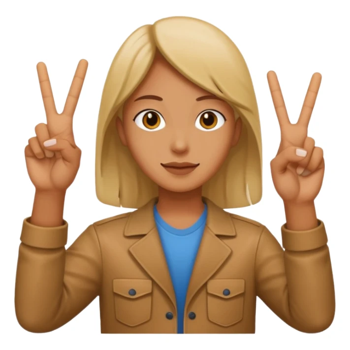 Person holding up two peace signs sticker