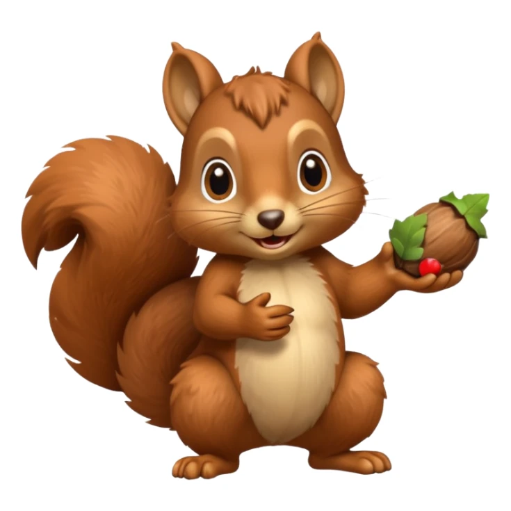 A playful squirrel holding an acorn with both paws.












































 sticker