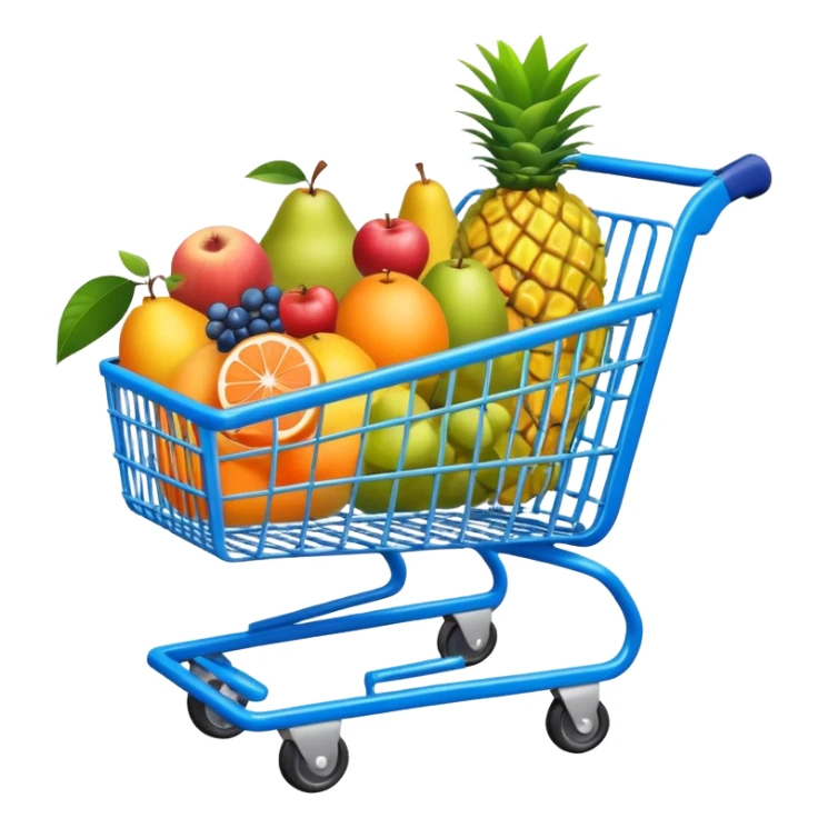 tropic fruits in a blue Shopping cart  sticker