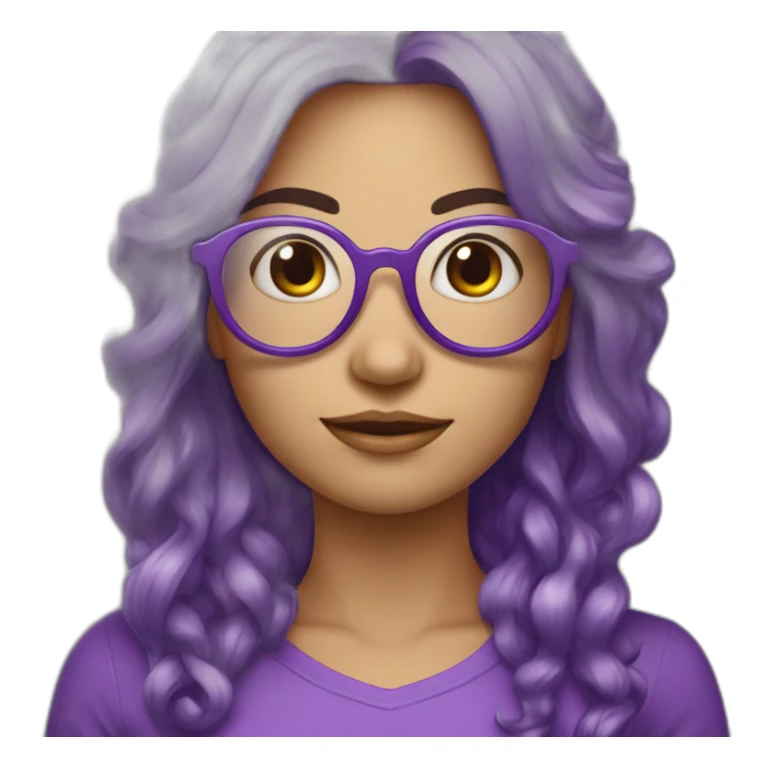 Femme avec cheveux violet et lunette et avec des percing sticker